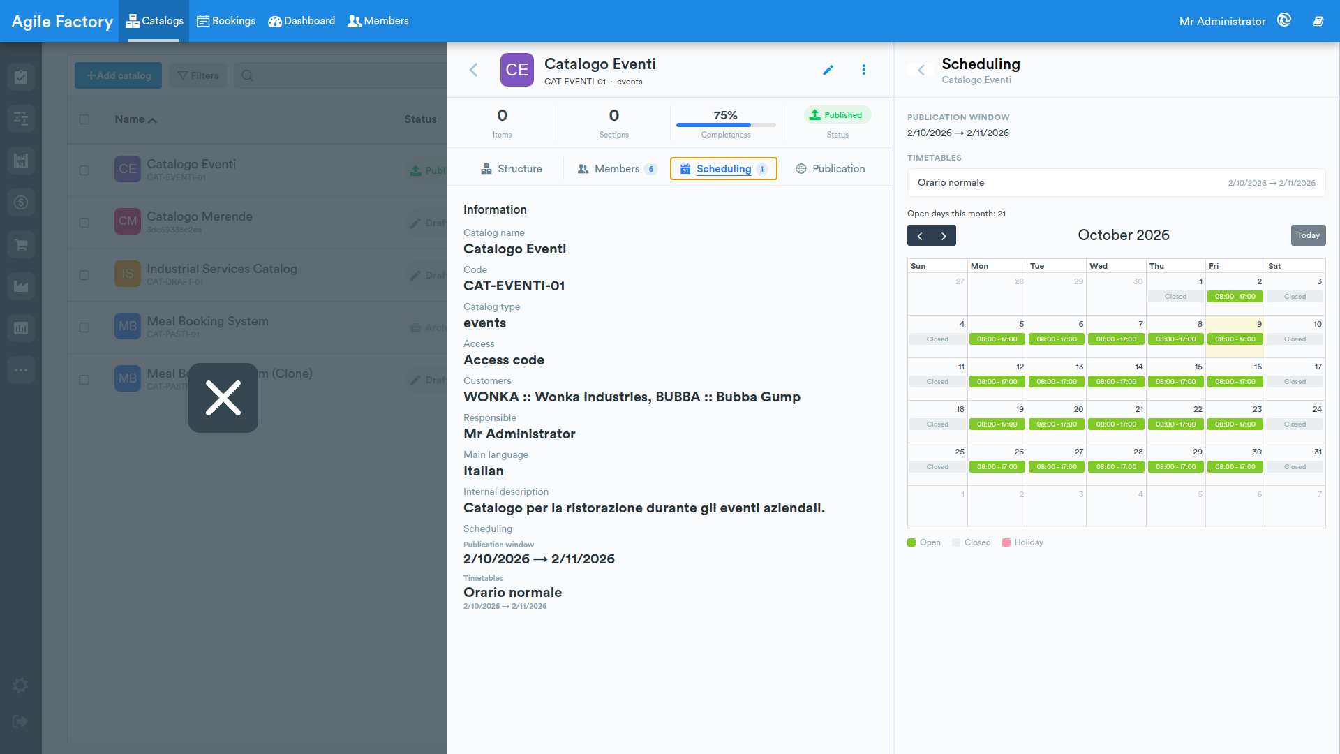 catalog scheduling