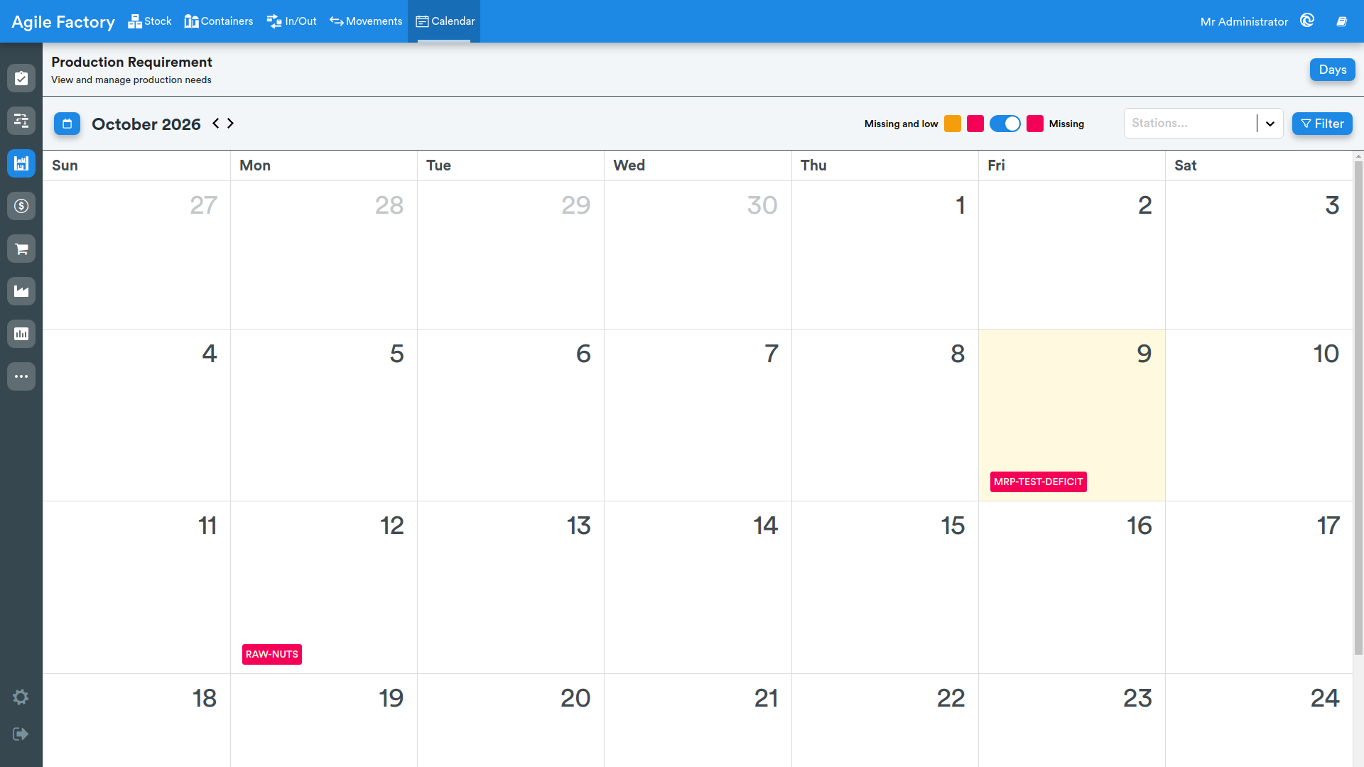 Calendar monthly view