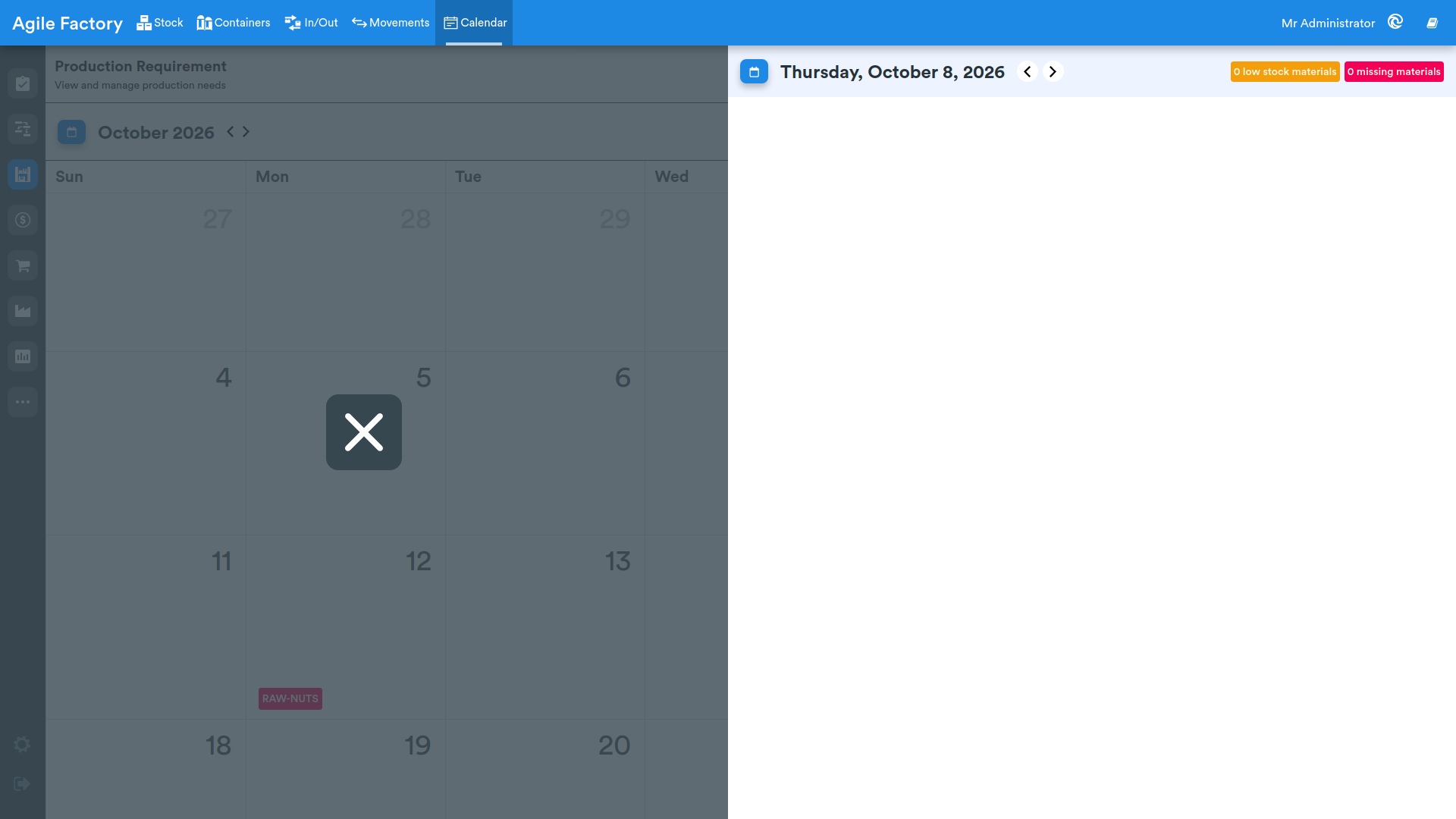 Calendar previous day