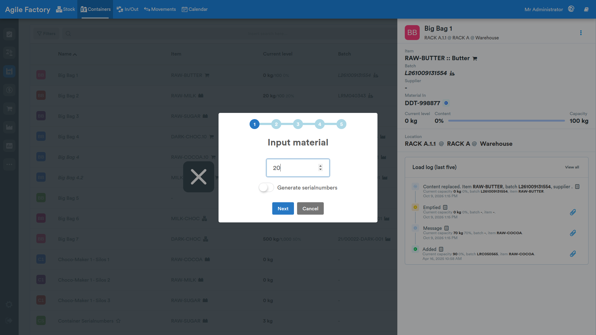 Container details load