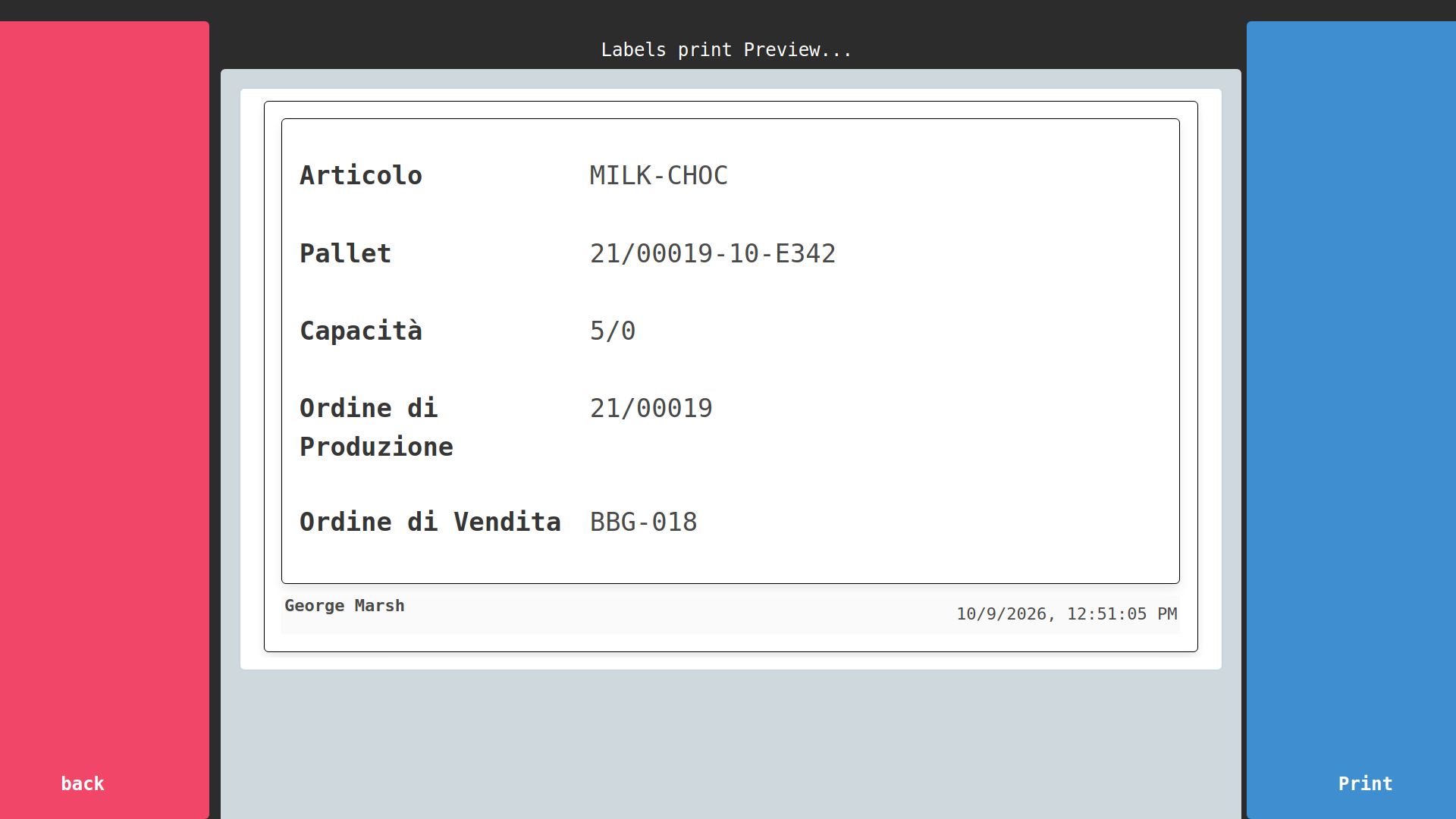 Batch delivery > label preview
