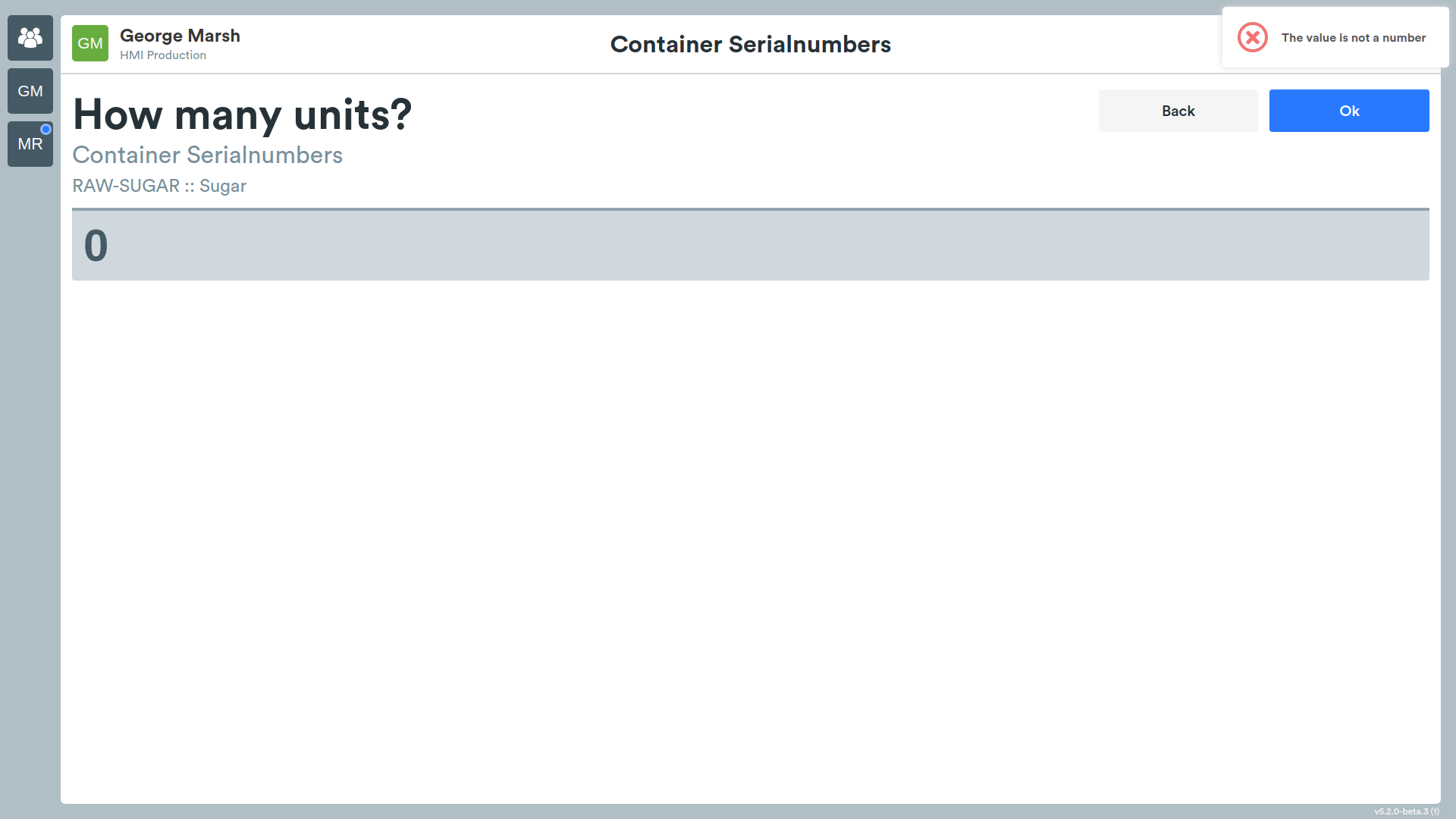 Containers > actions > quantity > load 2/3